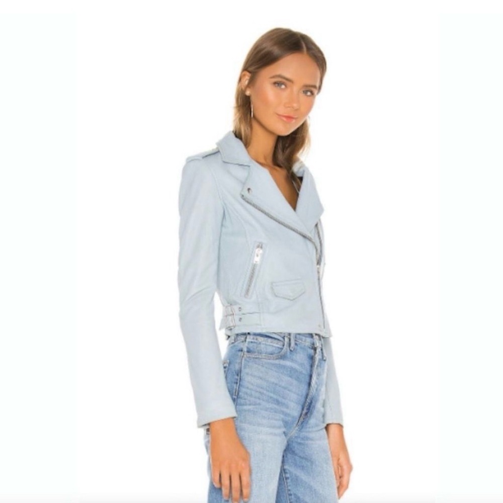 IRO Ashville Leather Lambskin Powder Blue Jacket 
Size: 34 | XS - Picture 4 of 12
